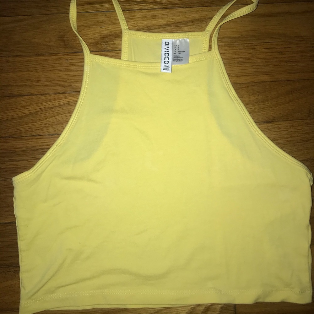 H&M light yellow halter crop top